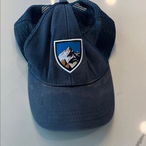 Navy Blue Trucker Hat with Mountain Patch